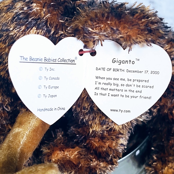 NWT Vintage TY Beanie Babies Giganto Wooly Mammoth DOB 12/17/2000, Tag Attached - Picture 9 of 13